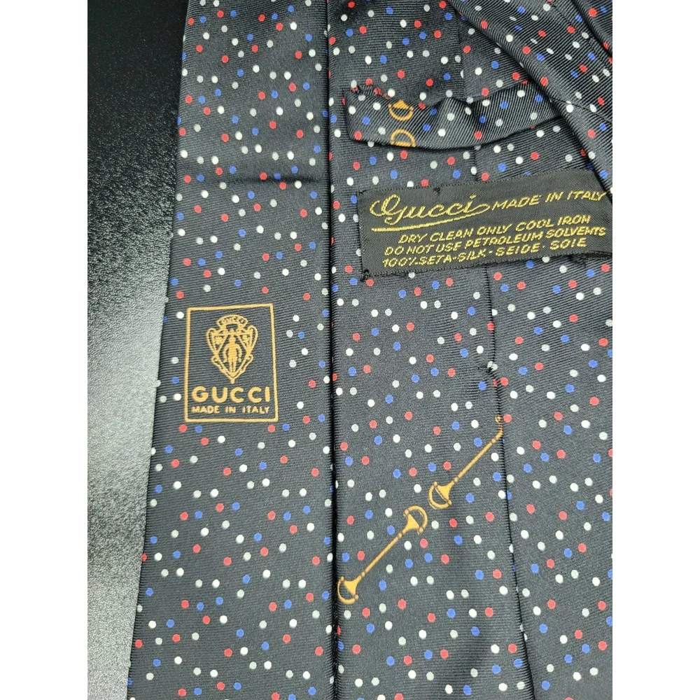 Gucci Men's Necktie Black Polka Dot Silk 3.5